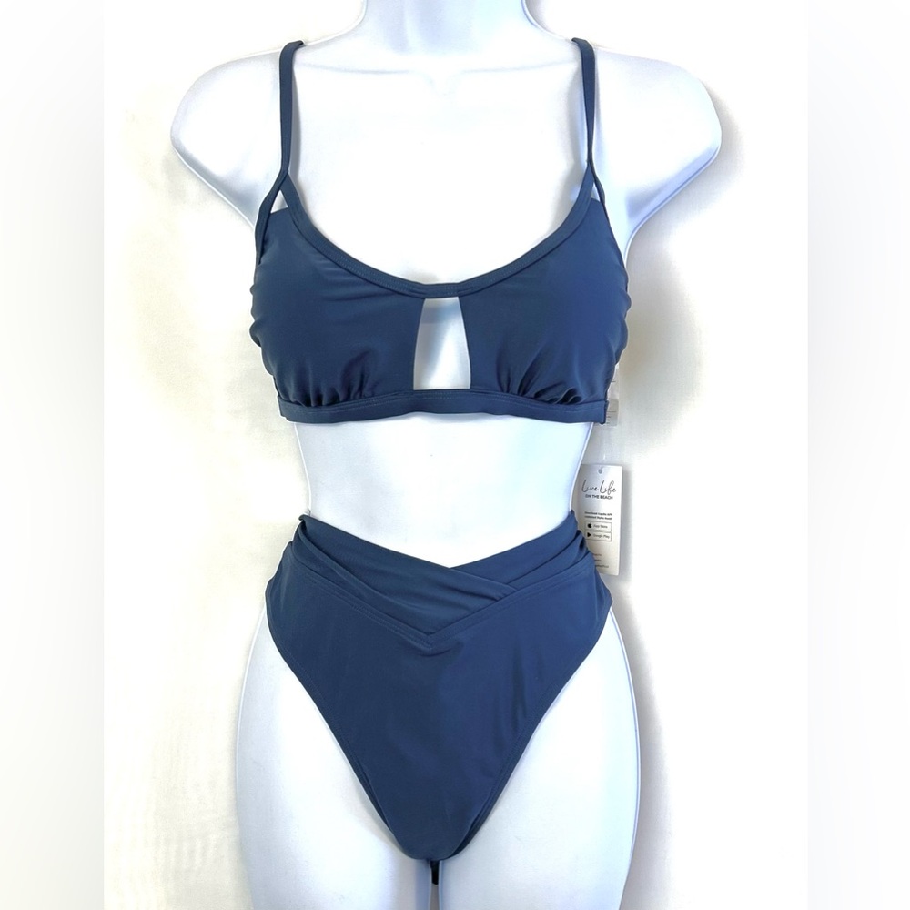 NWT Cupshe Blue Women’s 2 Piece High Waist Bikini Swimsuit / Medium